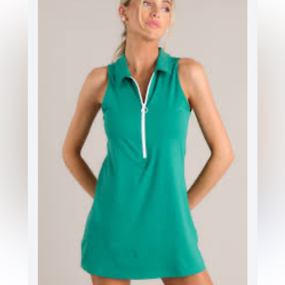 Z Supply Sleeveless Mini Dress in Teal with White Zip